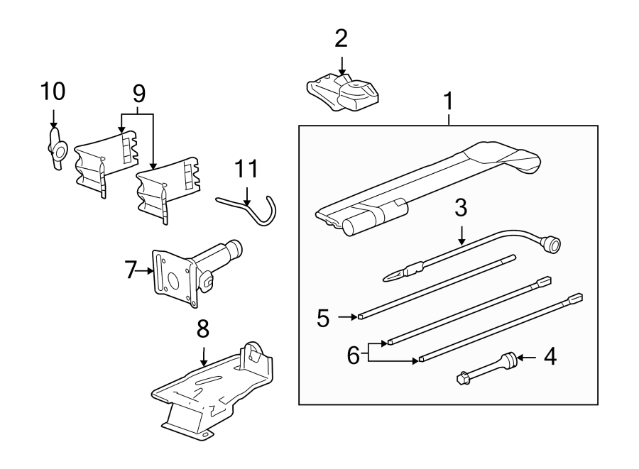 Diagram CAB. JACK & COMPONENTS. for your 2007 GMC Sierra 2500 HD 6.6L Duramax V8 DIESEL A/T RWD SLE Crew Cab Pickup Fleetside 