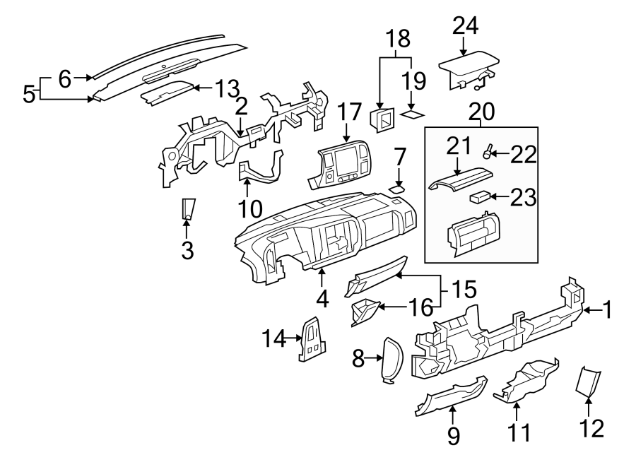 Diagram INSTRUMENT PANEL. for your Cadillac