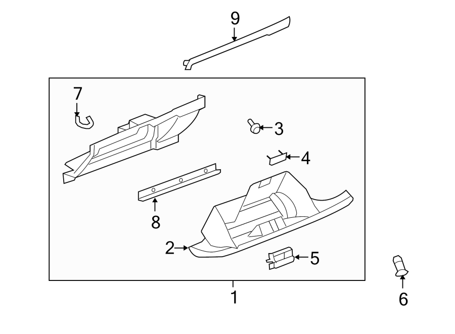 Diagram INSTRUMENT PANEL. GLOVE BOX. for your 2015 Chevrolet Silverado   