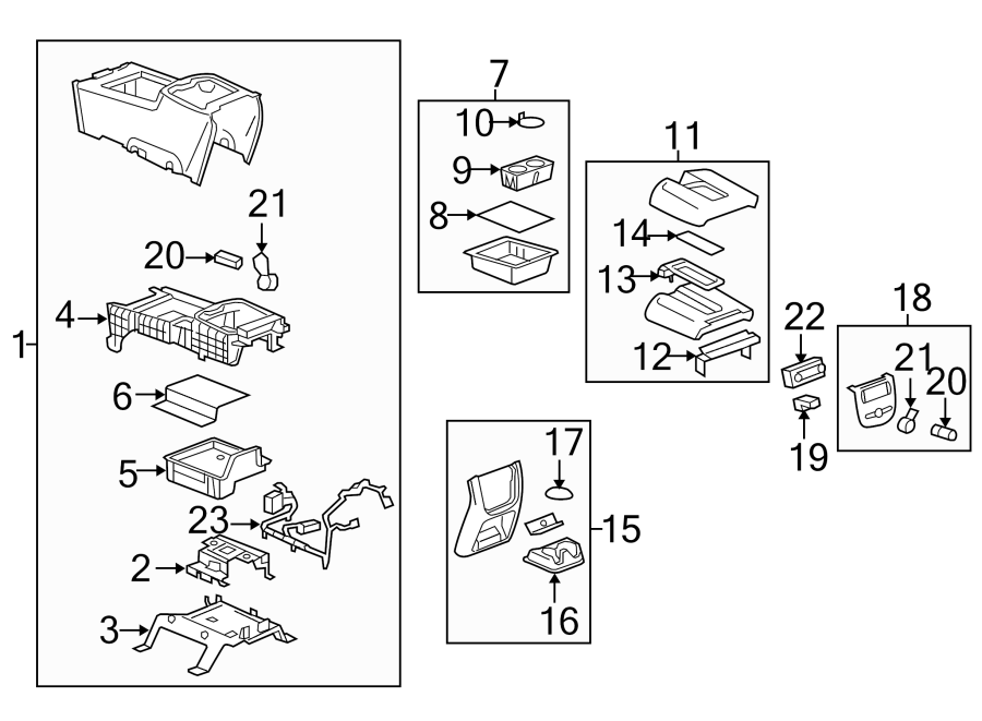 Diagram CENTER CONSOLE. for your 2023 Chevrolet Camaro   