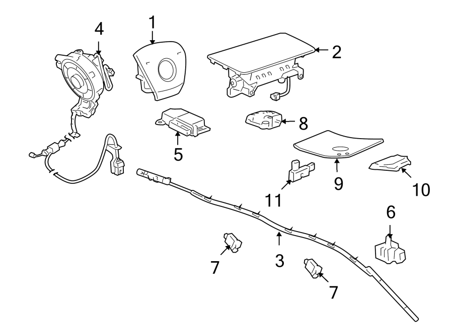 Diagram RESTRAINT SYSTEMS. AIR BAG COMPONENTS. for your 2020 Chevrolet Silverado   