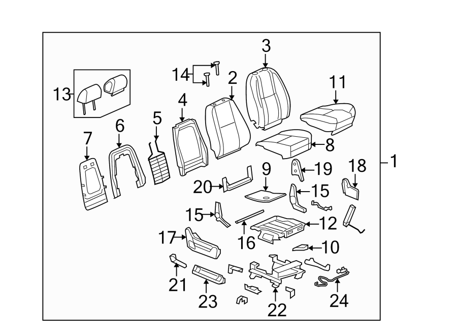 Diagram SEATS & TRACKS. FRONT SEAT COMPONENTS. for your 1999 Buick Century   