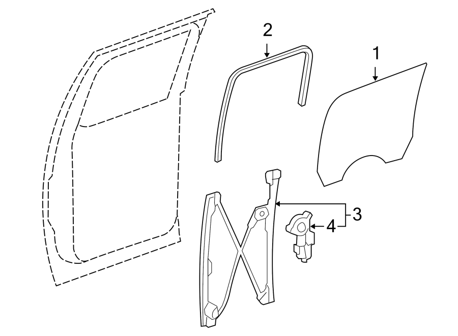 Diagram REAR DOOR. GLASS & HARDWARE. for your 2014 Chevrolet Spark   