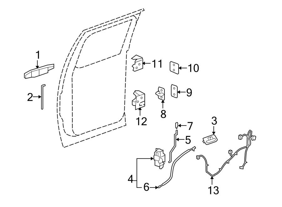 Diagram REAR DOOR. LOCK & HARDWARE. for your 2019 GMC Sierra 1500 Limited   