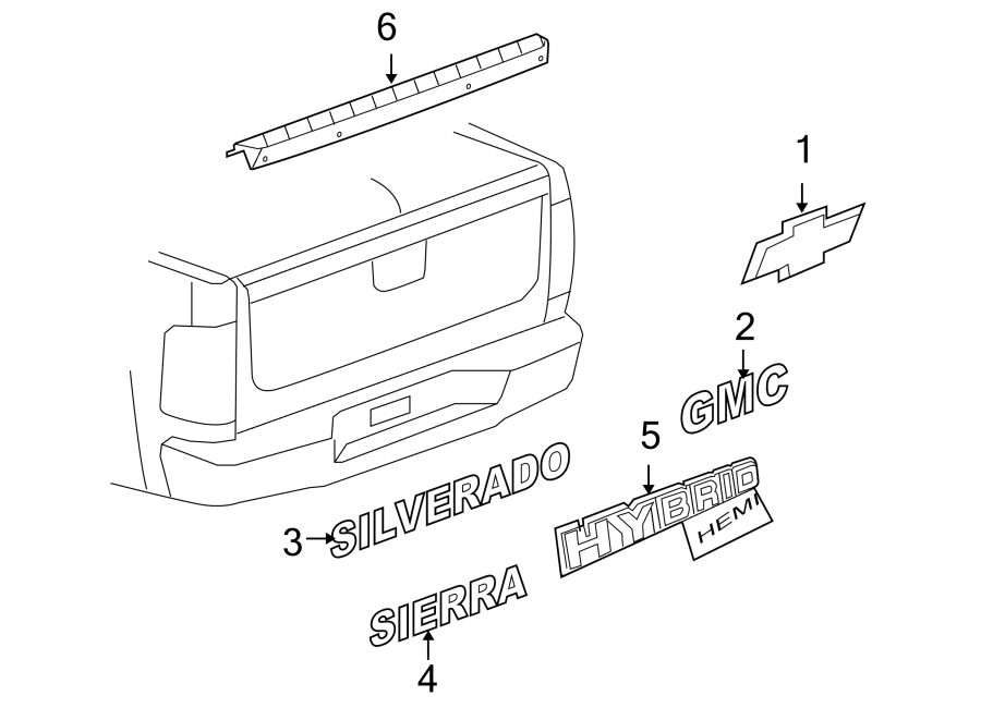 Diagram PICK UP BOX. EXTERIOR TRIM. for your Chevrolet