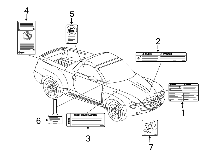 Diagram INFORMATION LABELS. for your 2020 Chevrolet Silverado 1500 LT Crew Cab Pickup Fleetside  