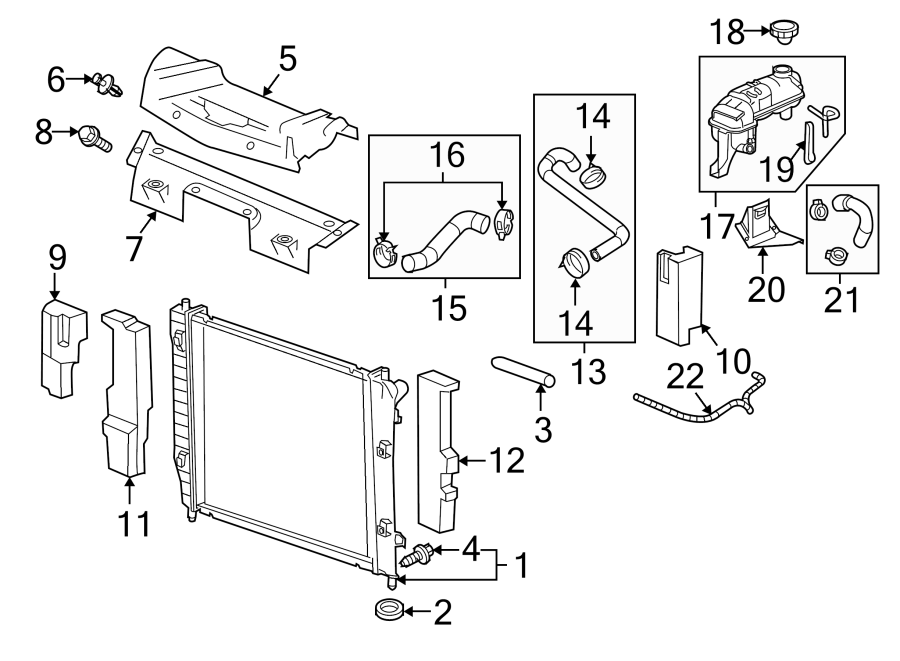 Diagram RADIATOR & COMPONENTS. for your 1987 Chevrolet Camaro   