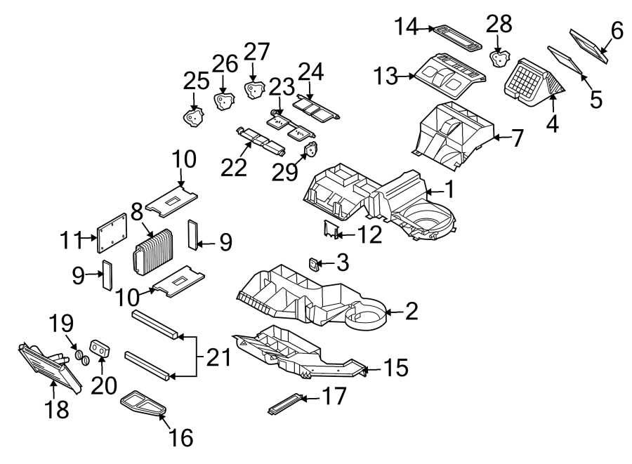 AIR CONDITIONER & HEATER. EVAPORATOR & HEATER COMPONENTS.