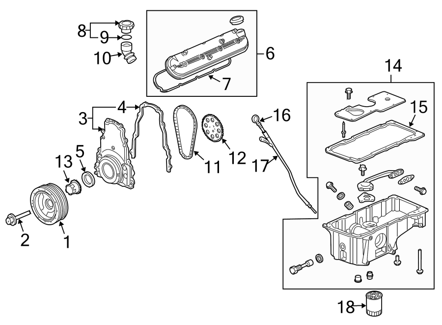 Diagram ENGINE PARTS. for your 2024 Chevrolet Suburban  Premier Sport Utility 6.2L EcoTec3 V8 A/T RWD 