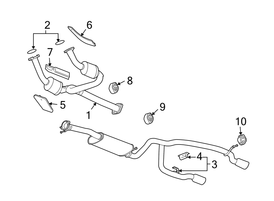 Diagram EXHAUST SYSTEM. EXHAUST COMPONENTS. for your 2006 GMC Sierra 3500 6.0L Vortec V8 M/T 4WD SLT Extended Cab Pickup Fleetside 