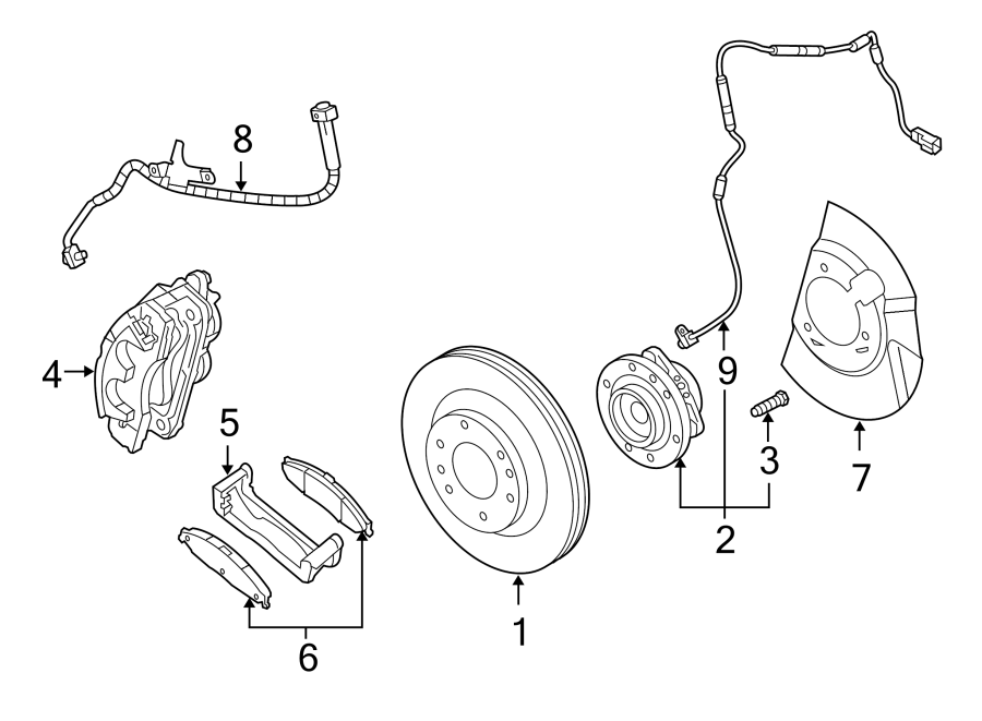 FRONT SUSPENSION. BRAKE COMPONENTS. Diagram