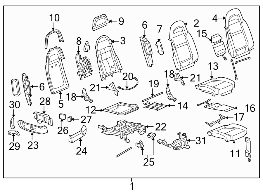 Diagram SEATS & TRACKS. FRONT SEAT COMPONENTS. for your 2007 GMC Sierra 2500 HD 6.0L Vortec V8 A/T 4WD SLE Standard Cab Pickup 