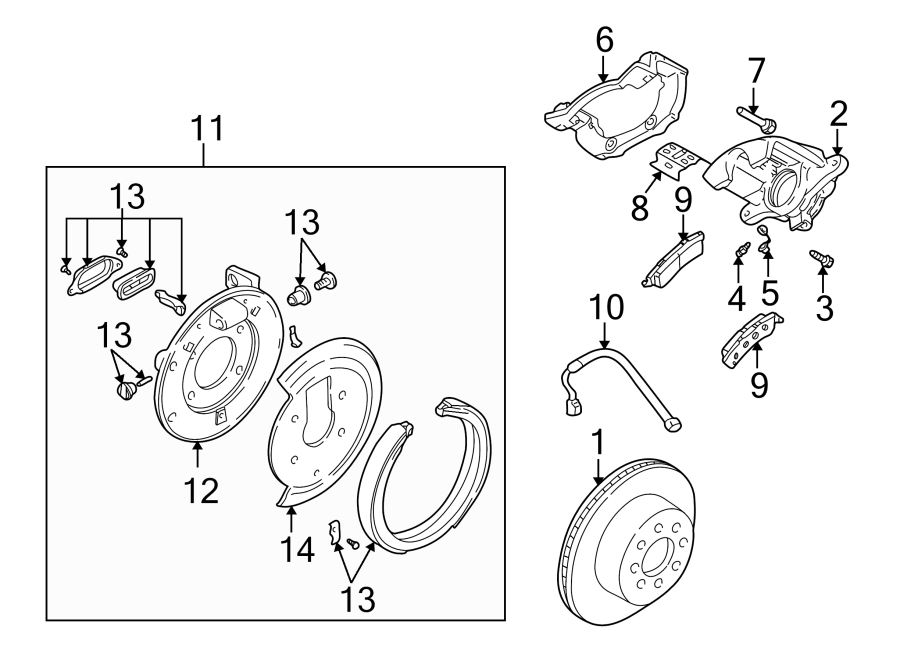 Diagram REAR SUSPENSION. BRAKE COMPONENTS. for your 2015 GMC Terrain Denali Sport Utility 3.6L V6 A/T FWD 