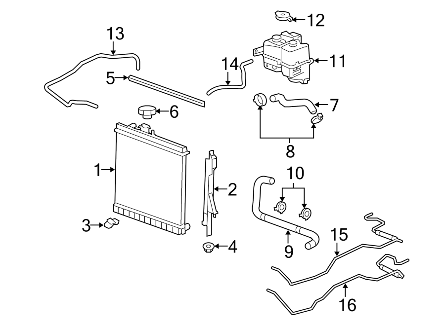 Diagram RADIATOR & COMPONENTS. for your 2005 GMC Sierra 2500 HD   