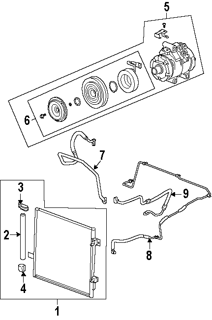 Diagram AIR CONDITIONER & HEATER. COMPRESSOR & LINES. CONDENSER. for your 2008 Hummer H3   