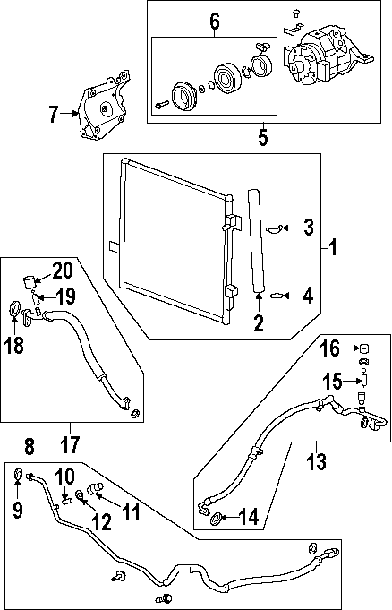 Diagram AIR CONDITIONER & HEATER. COMPRESSOR & LINES. CONDENSER. for your Hummer H3  