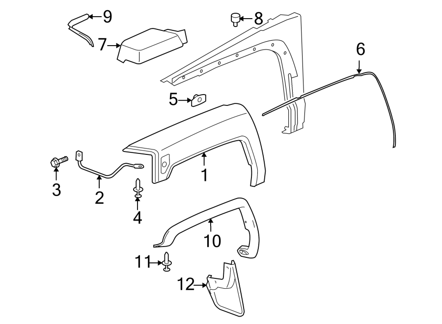 Diagram FENDER. EXTERIOR TRIM. for your Hummer H3  