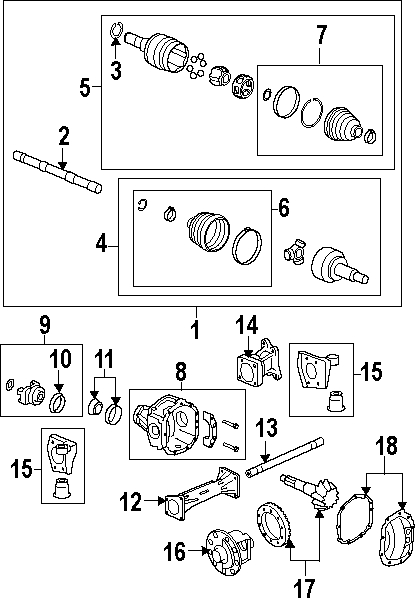 Diagram FRONT SUSPENSION. CARRIER & FRONT AXLES. for your 2007 GMC Sierra 2500 HD 6.0L Vortec V8 A/T RWD SLE Crew Cab Pickup Fleetside 