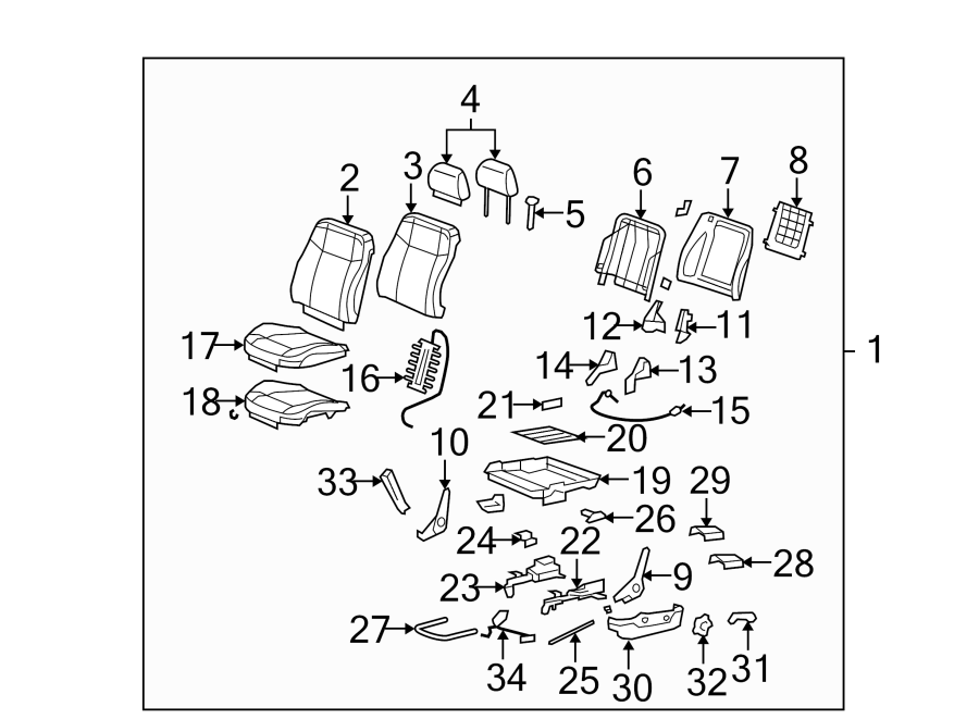 Diagram SEATS & TRACKS. FRONT SEAT COMPONENTS. for your 2007 GMC Sierra 2500 HD 6.0L Vortec V8 A/T 4WD SLE Standard Cab Pickup 