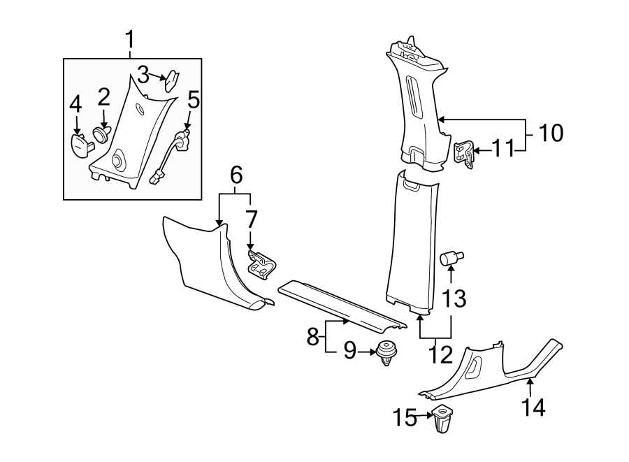 Diagram PILLARS. ROCKER & FLOOR. INTERIOR TRIM. for your 2005 Chevrolet Impala   