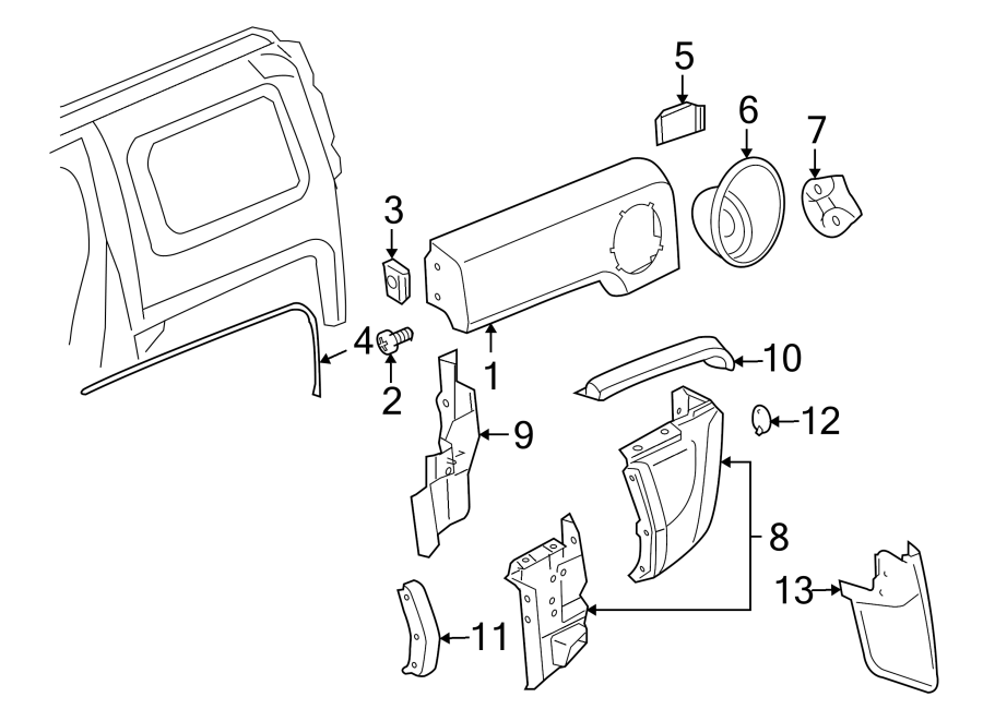 Diagram QUARTER PANEL. EXTERIOR TRIM. for your 2005 Chevrolet SSR    