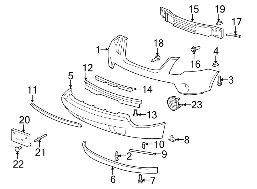 Diagram FRONT BUMPER. BUMPER & COMPONENTS. for your 2018 Chevrolet Volt   