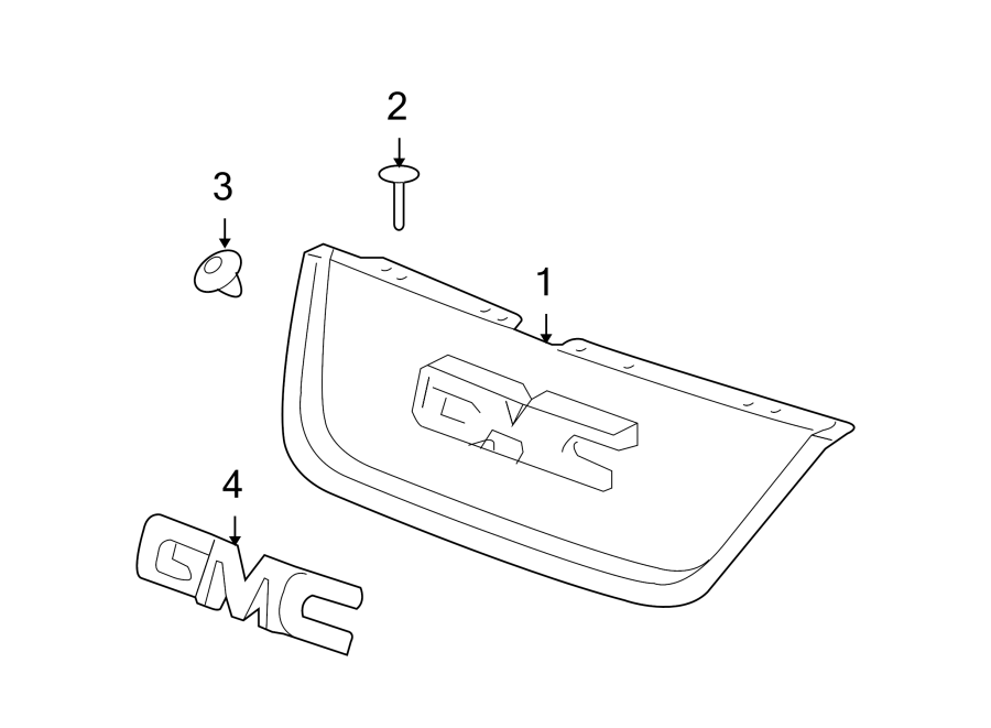 Diagram GRILLE & COMPONENTS. for your GMC Acadia  