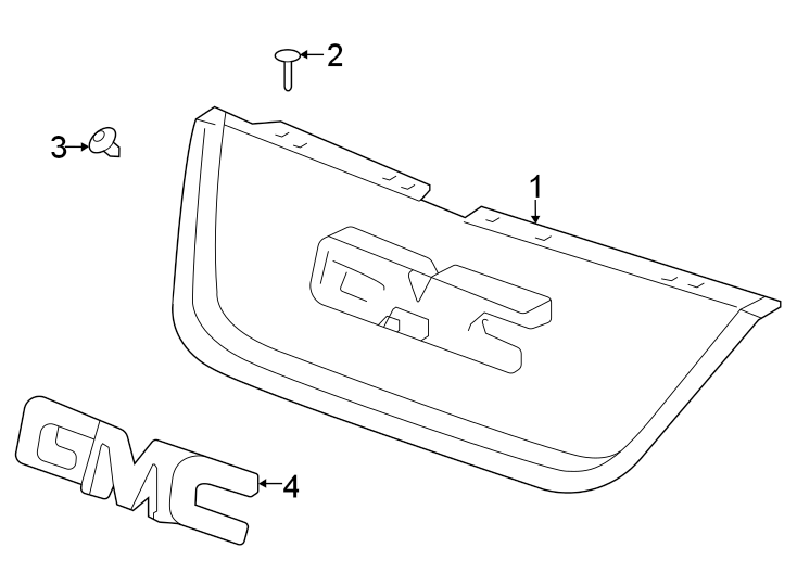 Diagram Grille & components. for your 2021 GMC Acadia   