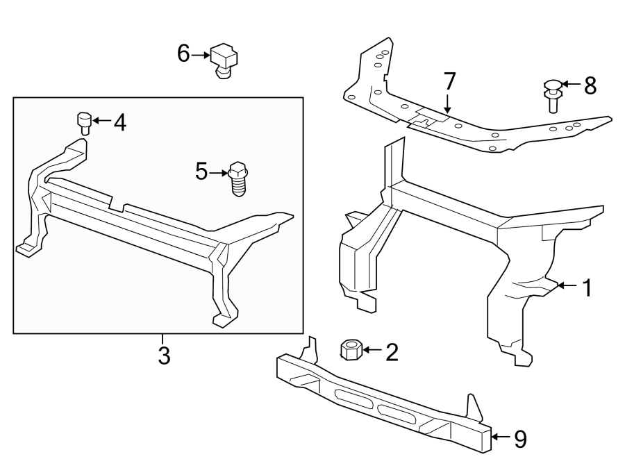 Diagram RADIATOR SUPPORT. for your GMC Acadia Limited  