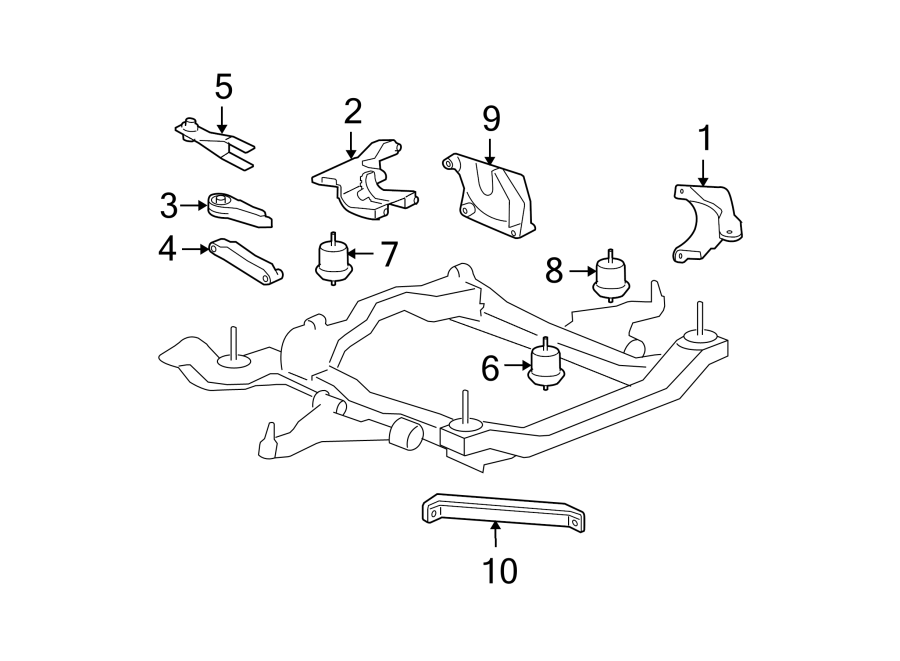 Diagram ENGINE / TRANSAXLE. ENGINE & TRANS MOUNTING. for your 2013 Chevrolet Avalanche Black Diamond LT Crew Cab Pickup Fleetside  