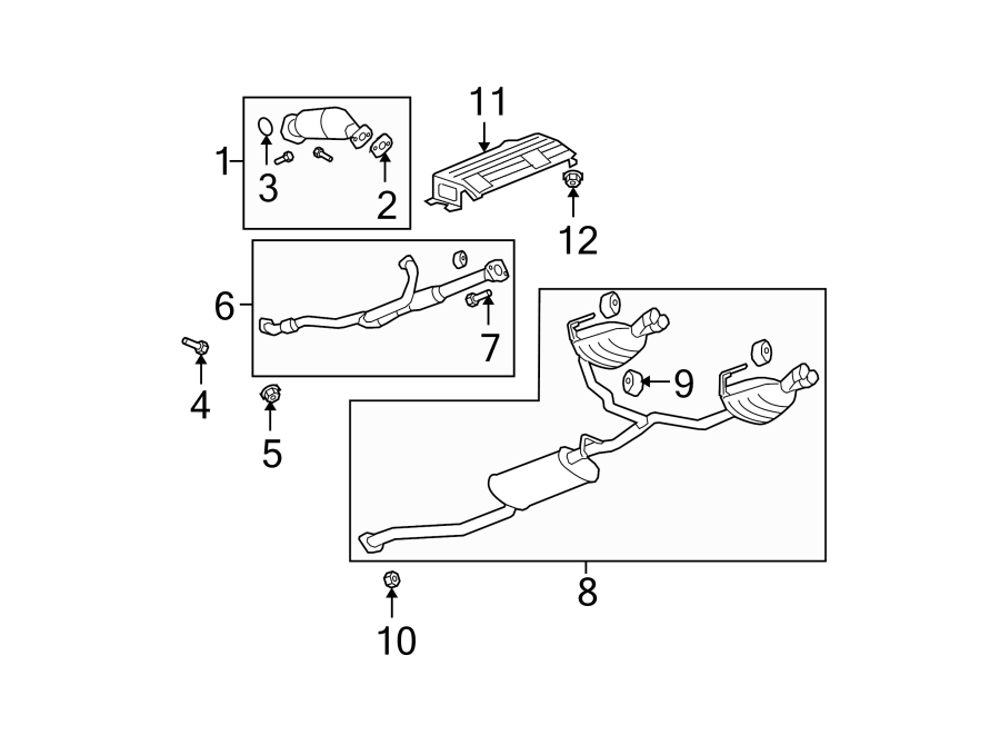 Diagram EXHAUST SYSTEM. EXHAUST COMPONENTS. for your 2015 GMC Sierra 2500 HD 6.0L Vortec V8 A/T RWD Base Extended Cab Pickup Fleetside 