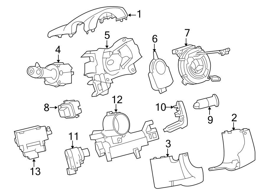 STEERING COLUMN. SHROUD. SWITCHES & LEVERS.