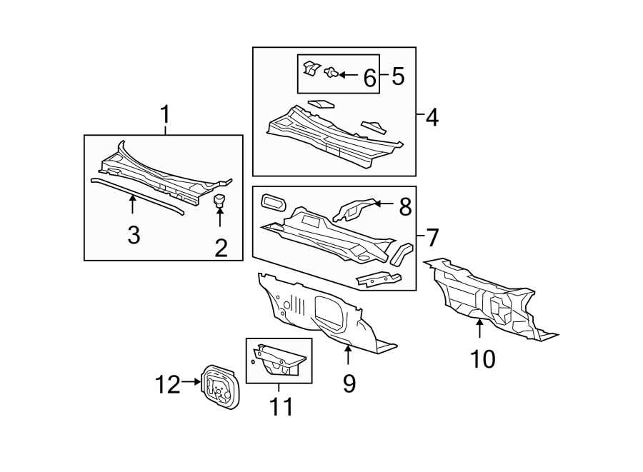 Diagram COWL. for your 2024 Chevrolet Suburban  RST Sport Utility  