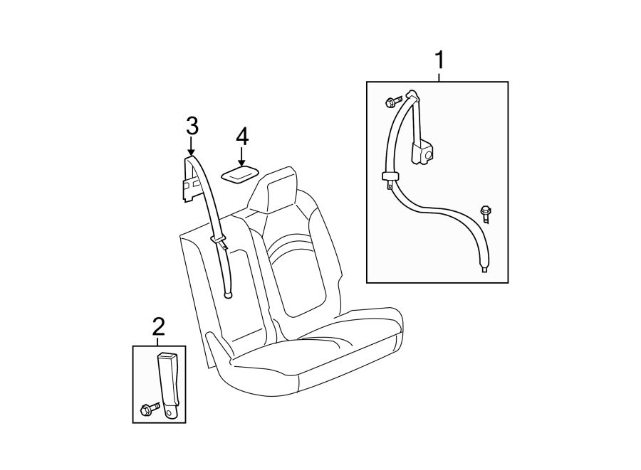 RESTRAINT SYSTEMS. SECOND ROW SEAT BELTS.