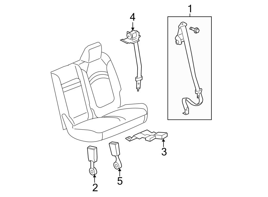 Diagram RESTRAINT SYSTEMS. THIRD ROW SEAT BELTS. for your 2015 GMC Acadia   