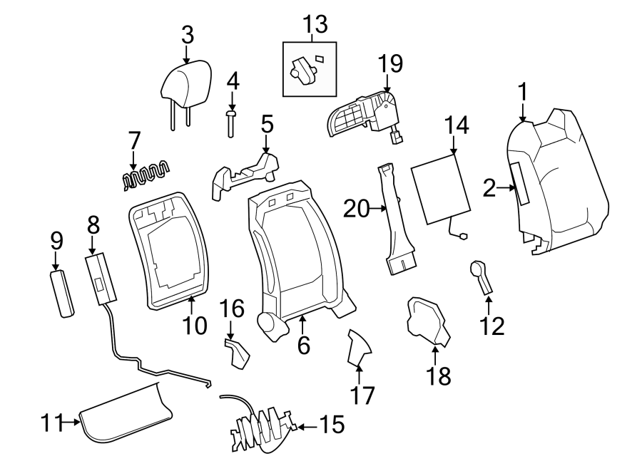 Diagram SEATS & TRACKS. FRONT SEAT COMPONENTS. for your 2005 Chevrolet Express 2500   