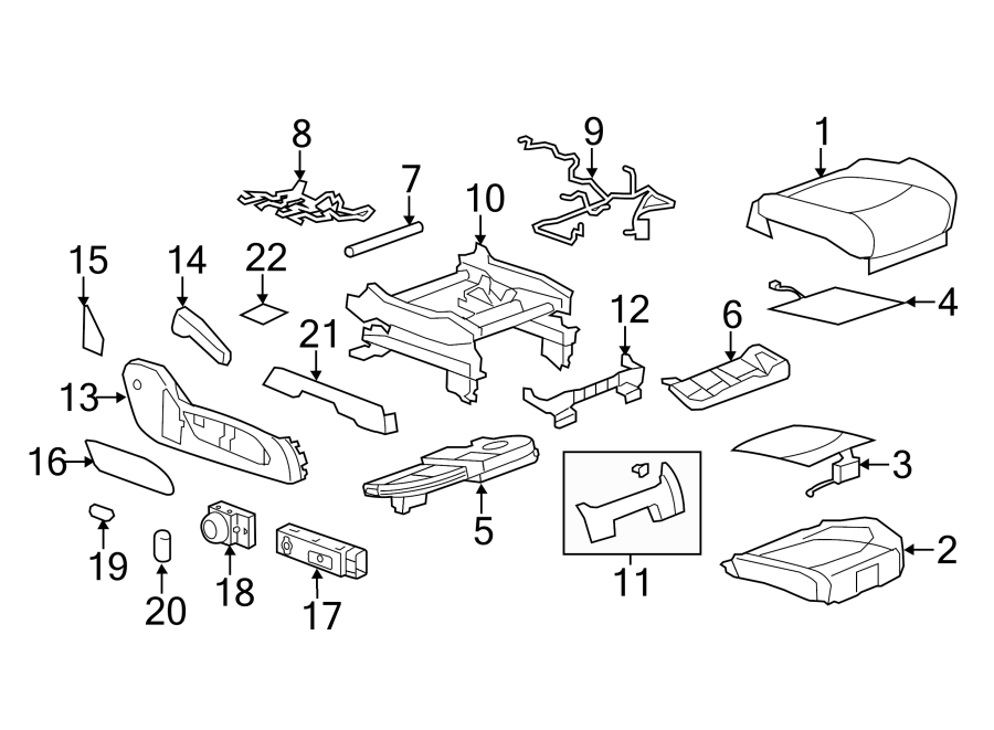 Diagram SEATS & TRACKS. FRONT SEAT COMPONENTS. for your 2008 Chevrolet Aveo    