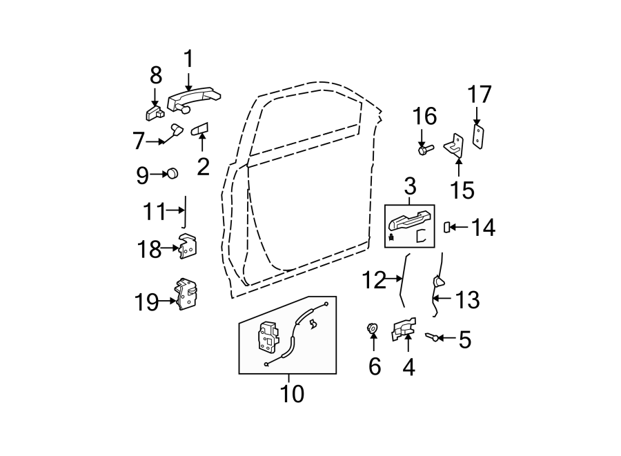 Diagram FRONT DOOR. LOCK & HARDWARE. for your 2020 Cadillac XT4   