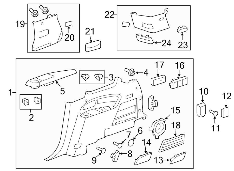 Diagram QUARTER PANEL. INTERIOR TRIM. for your 2005 Chevrolet Impala   