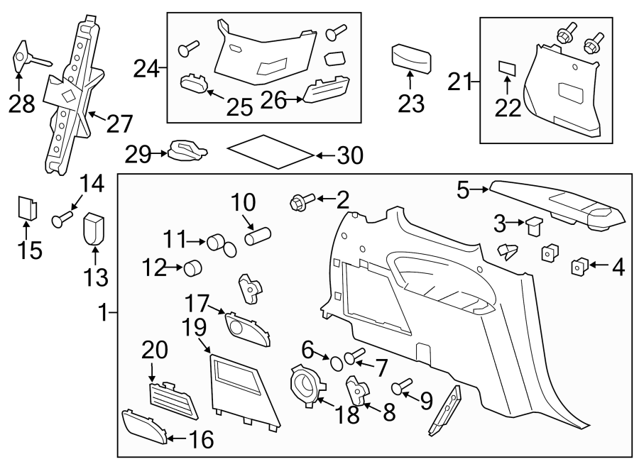 Diagram QUARTER PANEL. INTERIOR TRIM. for your 2005 Chevrolet Impala   