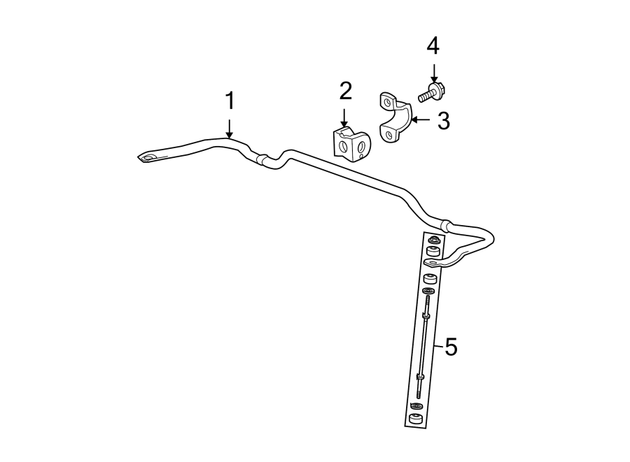 REAR SUSPENSION. STABILIZER BAR & COMPONENTS.