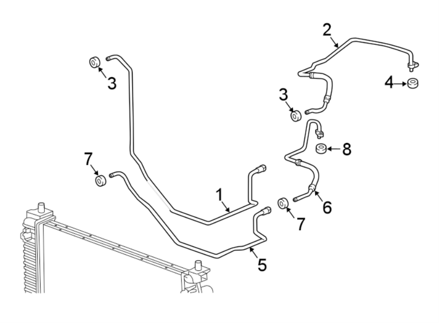 Diagram TRANS OIL COOLER. for your 2021 GMC Sierra 2500 HD 6.6L Duramax V8 DIESEL A/T 4WD SLT Crew Cab Pickup 