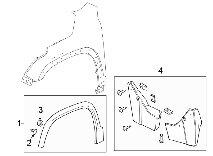 Diagram FENDER. EXTERIOR TRIM. for your GMC Acadia  