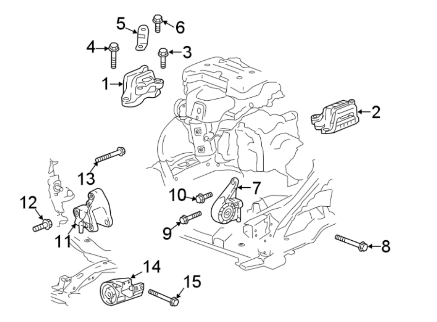 Diagram ENGINE / TRANSAXLE. ENGINE & TRANS MOUNTING. for your 2011 GMC Sierra 2500 HD 6.0L Vortec V8 A/T RWD SLE Extended Cab Pickup Fleetside 