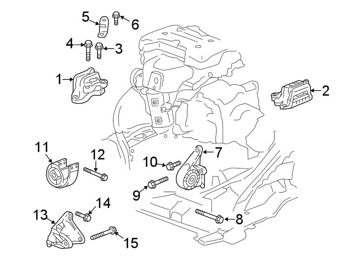 Diagram ENGINE / TRANSAXLE. ENGINE & TRANS MOUNTING. for your 2011 GMC Sierra 2500 HD 6.0L Vortec V8 FLEX A/T 4WD SLT Crew Cab Pickup 