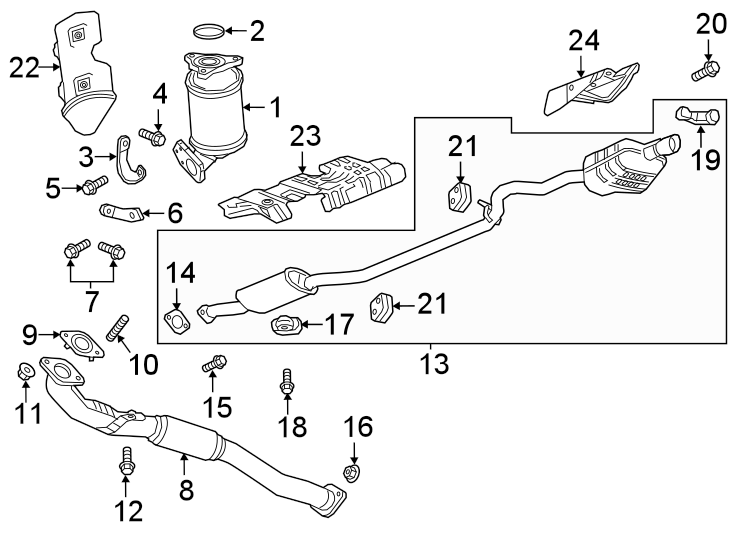 Diagram Exhaust system. Exhaust components. for your 2024 Chevrolet Camaro  LT1 Convertible 