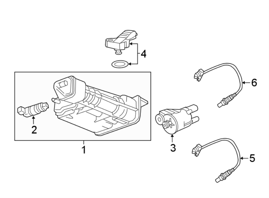 Diagram EMISSION SYSTEM. EMISSION COMPONENTS. for your 2018 Chevrolet Colorado Z71 Crew Cab Pickup Fleetside 3.6L V6 A/T RWD 