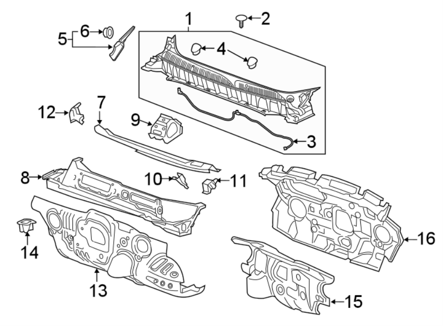 Diagram COWL. for your 2003 Pontiac Grand Prix   