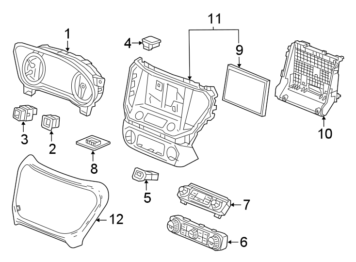 Diagram Instrument panel. Cluster & switches. for your 2020 Chevrolet Spark  LT Hatchback 