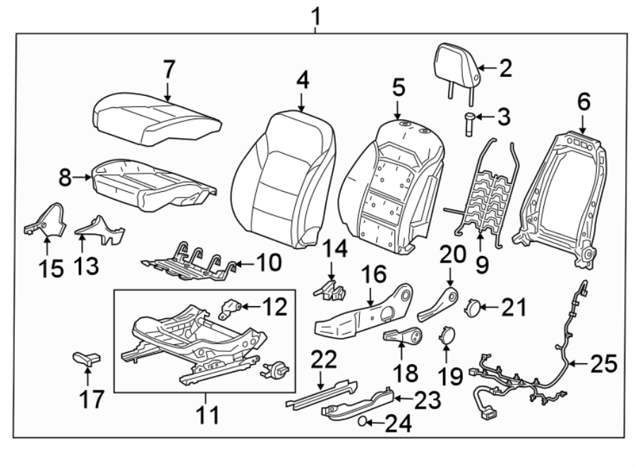 Diagram SEATS & TRACKS. DRIVER SEAT COMPONENTS. for your 2004 Cadillac Escalade EXT   